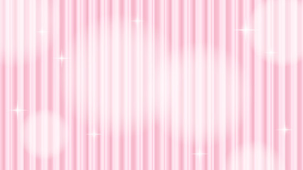 複数の照明で照らされてキラキラしているかわいいピンクのサテン生地のカーテン　横長の背景イラスト素材