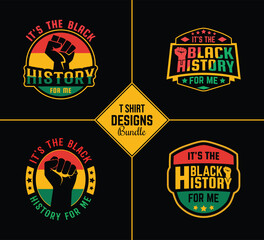 Black history month t shirt design bundle template set with black history quote and vector shape