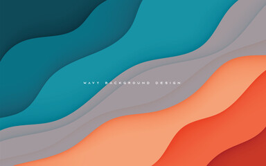 Abstract wavy papercut background with colorful element