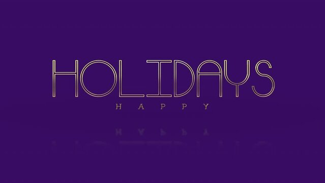 Elegance Happy Holidays text on purple gradient, motion promo, winter and holidays style background