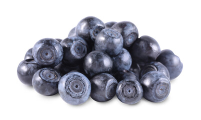 Delicious ripe bilberries isolated on white. Seasonal berries