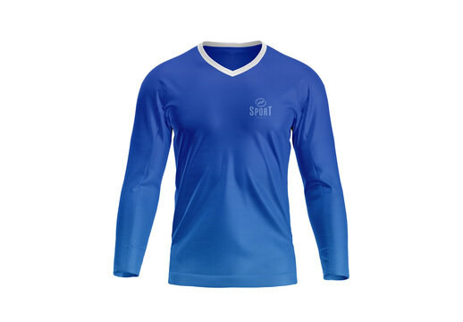 Long Sleeve Soccer Jersey Mockup - V Neck - Front View - Design