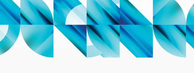 Minimalist background with square-tiled geometric circles, symphony of precise patterns. Interlocking shapes create tranquil yet captivating backdrop, blending modernity and structured elegance