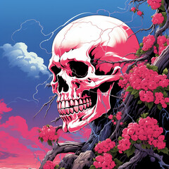 Roses Skull sky