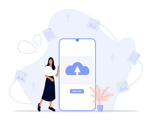 Upload concept illustration. Suitable for use on web apps, mobile apps and print media.