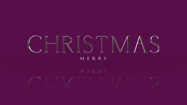 Elegance and fashion Merry Christmas text on dark purple gradient, motion promo, winter and holidays style background