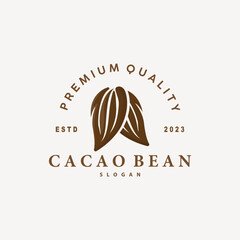 Cacao Bean Logo, Premium Design Fresh Organic Garden Plant Seed Simple Minimalist