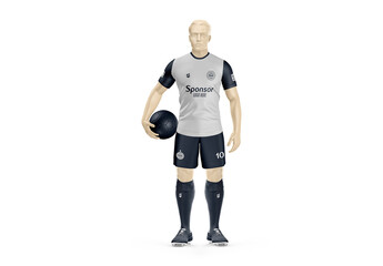 Men's Full Soccer Kit with Ball Mockup - Design