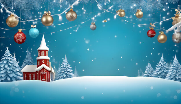 detailed christmas themed background with whimsical empty space, concept Religion and Culture, generative ai	