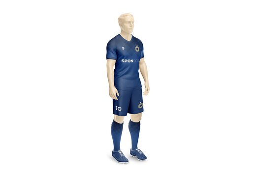 Men Full Soccer Kit Mockup - Half Side - V Neck