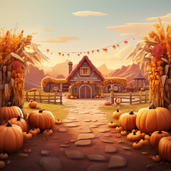 Harvest and Halloween festival background for social media posts