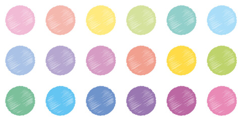 円　丸　カラフル　シンプル　落書き　ガサガサ　セット