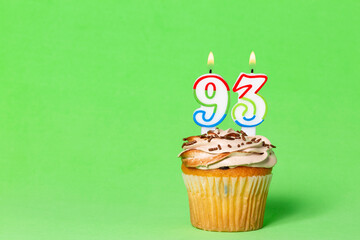 Birthday Card With Cupcake And Number 93 Candle