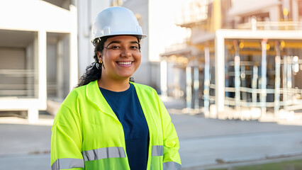 Construction engineer standing and supervising work