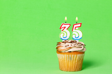 Birthday Card With Cupcake And Number 35 Candle