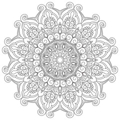 Flower Mandala. Vintage decorative elements. Oriental pattern, vector illustration. Islam, Arabic, Indian, moroccan,spain, turkish, pakistan, chinese, mystic, ottoman motifs. Coloring book page
