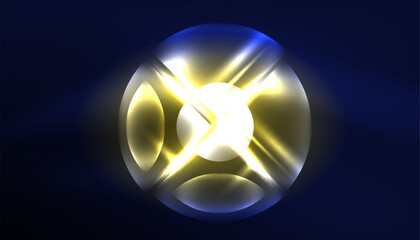 Abstract background vector neon glowing geometric elements. Hi-tech design for wallpaper, banner, background, landing page, wall art, invitation, prints, posters