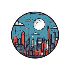 A circle shape frame with center space of Sao Paulo city skyline in simple doodle color cartoon style. beautiful Generative AI AIG32