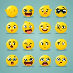 Set of animal faces, face emojis, stickers, emoticons,cartoon funny mascot characters face set, Generative AI illustration