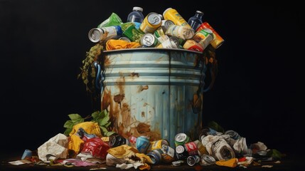 Fototapeta premium Trash full of trash, AI generated Image