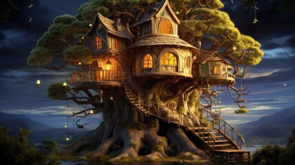 Tree house, AI generated Image