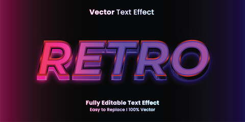 vector retro editable text effect