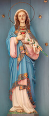 SEBECHLEBY, SLOVAKIA - OKTOBERT 8, 2022: The carved statue of Immaculate heart of Virgin Mary in...