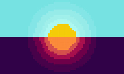 sunrise and sunset illustration in pixel style