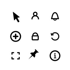Interface icon set. Outline vectors for web and mobile.