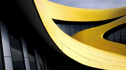 cultural center, close up view, yellow and black, creative, architecture background, abstract. beautiful Generative AI AIG32