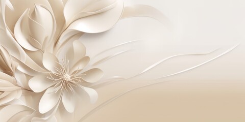 Beautiful abstract beige and white glossy metallic floral design background. beautiful Generative AI AIG32