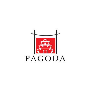 Pagoda logo icon design template flat	