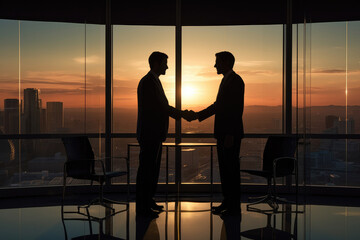 Businessmen handshake for teamwork in business merger or acquisition, successful negotiate, hand shake, two businessmen shake hands to celebrate  partnership and closed business deal