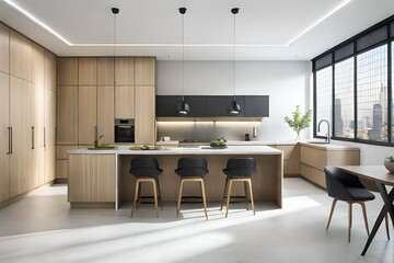 A modern inerior kitchen with luxrious furniture