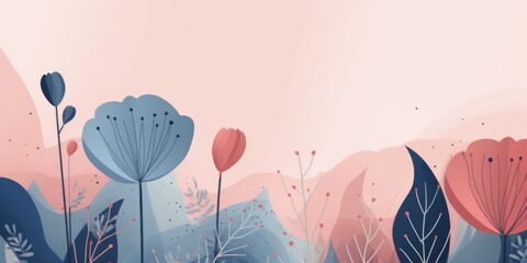 Beautiful abstract pink blue pastel simple doodle cartoon floral design background. beautiful Generative AI AIG32