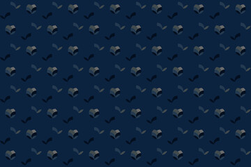 Abstract geometric flower seamless pattern with blue n gray element on dark blue background. Vector illustration. For masculine male shirt lady dress textile wrapping cloth wallpaper all over print