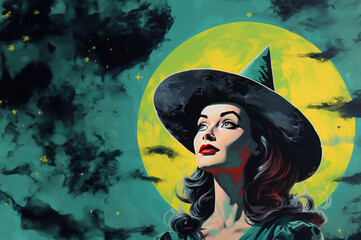 Vintage Retro Witch background created with Generative AI technology
