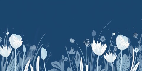Beautiful abstract blue simple doodle cartoon floral design background. beautiful Generative AI AIG32