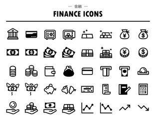 お金や収支など金融に関するベクターアイコンセット