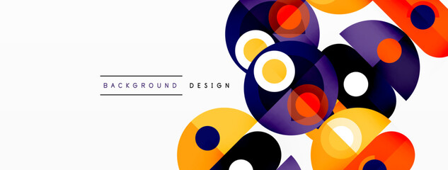 Abstract technology landing page background with circles and round elements. Creative concept for business, technology, science or print design