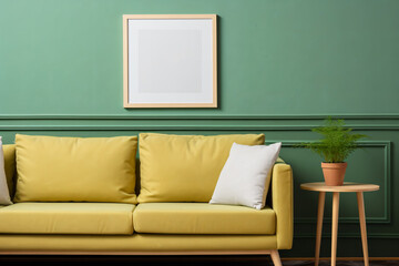 Poster frame mockup in green Scandinavian style interior