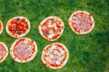 Pizza On The Green Grass