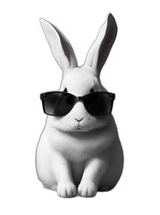 White rabbit with eyes peeking out from black sunglass