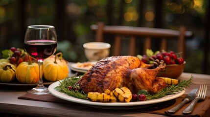 Delicious Grilled Turkey with pumpkin Ai Generative