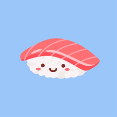 Vector cute sushi salmon cartoon vector icon illustration. food character icon concept. flat cartoon style