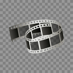 Fototapeta na wymiar Vector 3d realistic film roll on a gray background