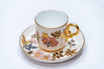 Coffee cup and saucer made in the UK in 19th century
