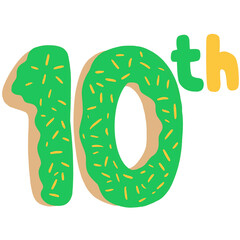 10th number with donut decoration illustration