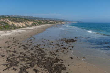 Scenic panoramic aerial Crystal Cove Beach vista, Newport Coast, Newport Beach, Southern California