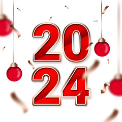 Happy New Year 2024, With lantern for poster, banner, greeting and new year